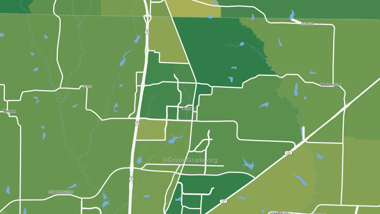 Anna, TX Map of Vehicle Theft Rates