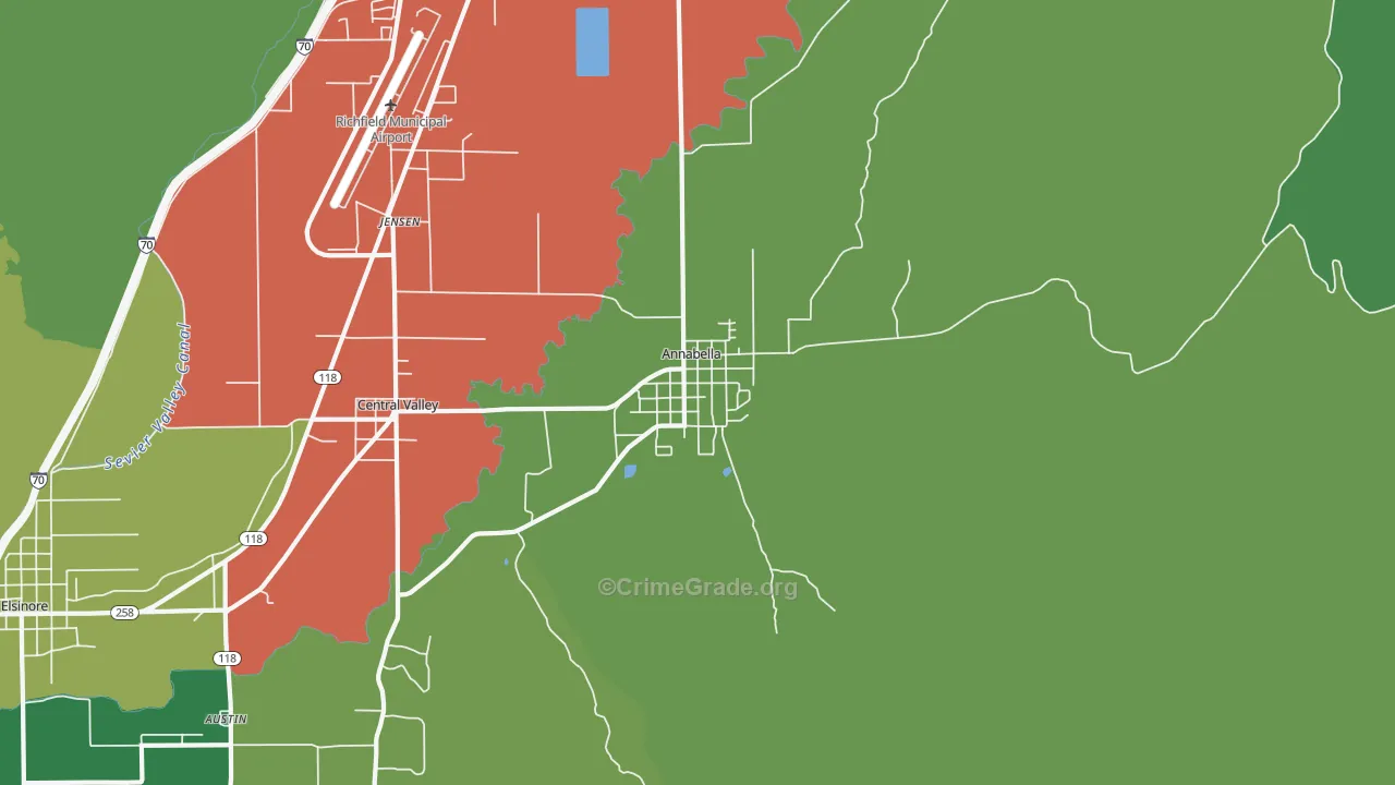 Annabella, UT Map of Vehicle Theft Rates