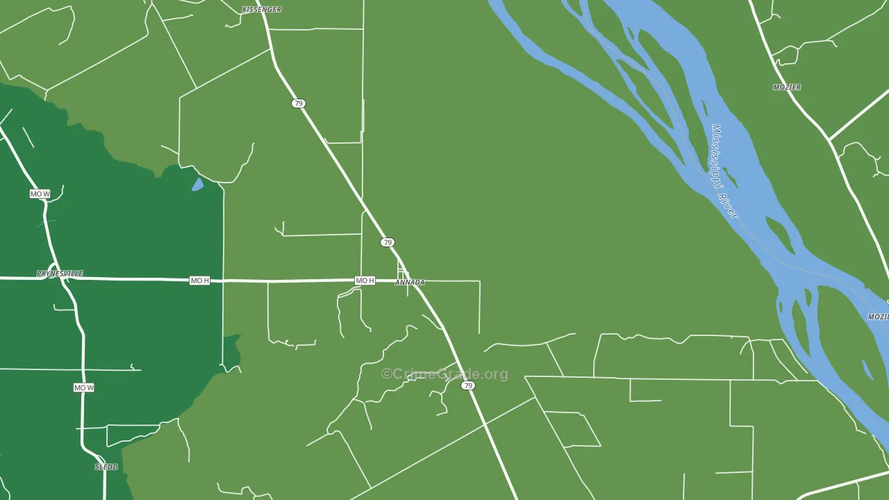 Annada, MO Map of Vehicle Theft Rates
