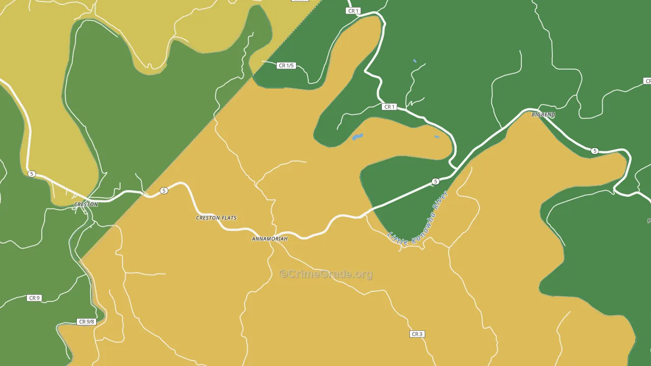 Annamoriah, WV Map of Vehicle Theft Rates