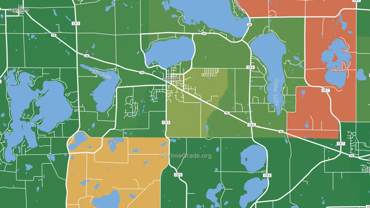 Annandale, MN Map of Vehicle Theft Rates