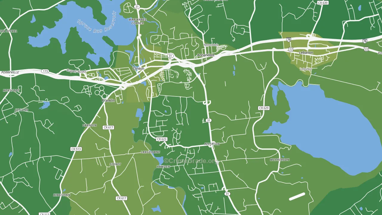 Annandale, NJ Map of Vehicle Theft Rates