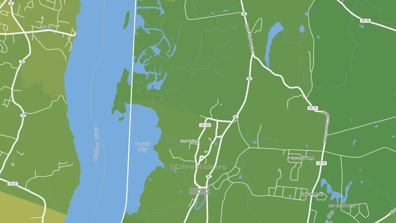 Annandale On Hudson, NY Map of Vehicle Theft Rates