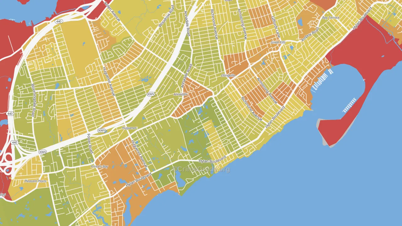 Annandale-on-Hudson, Staten Island, NY Map of Vehicle Theft Rates