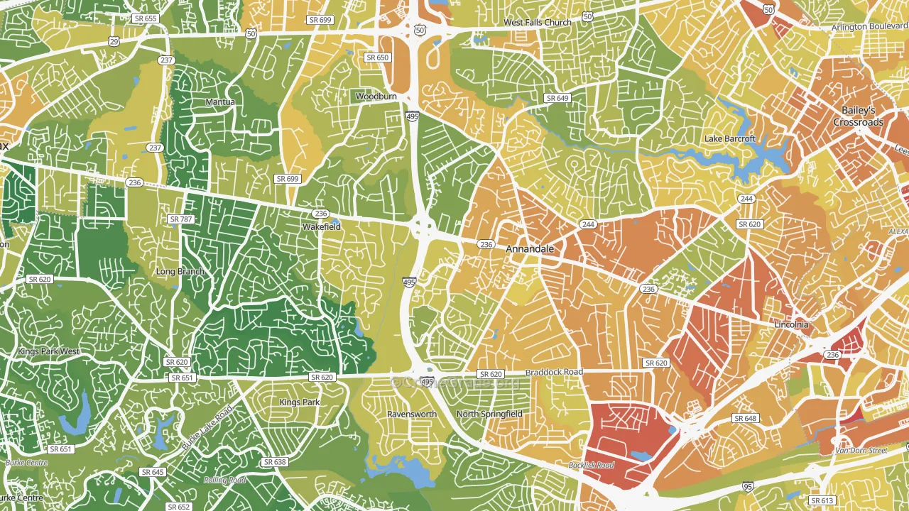 Annandale, VA Map of Vehicle Theft Rates