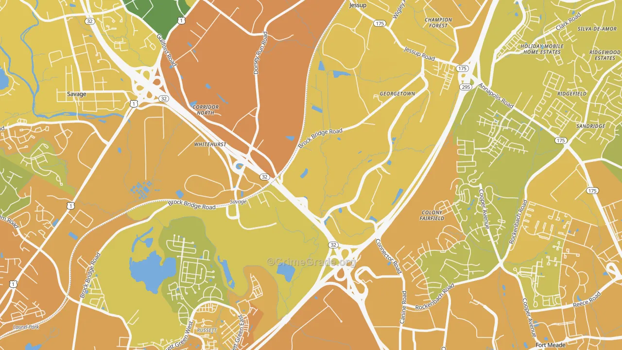 Annapolis Junction, MD Map of Vehicle Theft Rates
