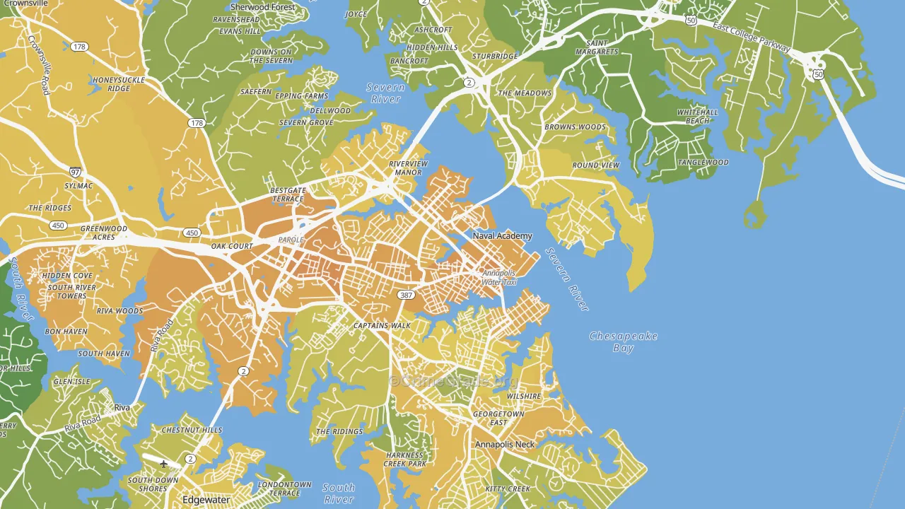 Annapolis, MD Map of Vehicle Theft Rates