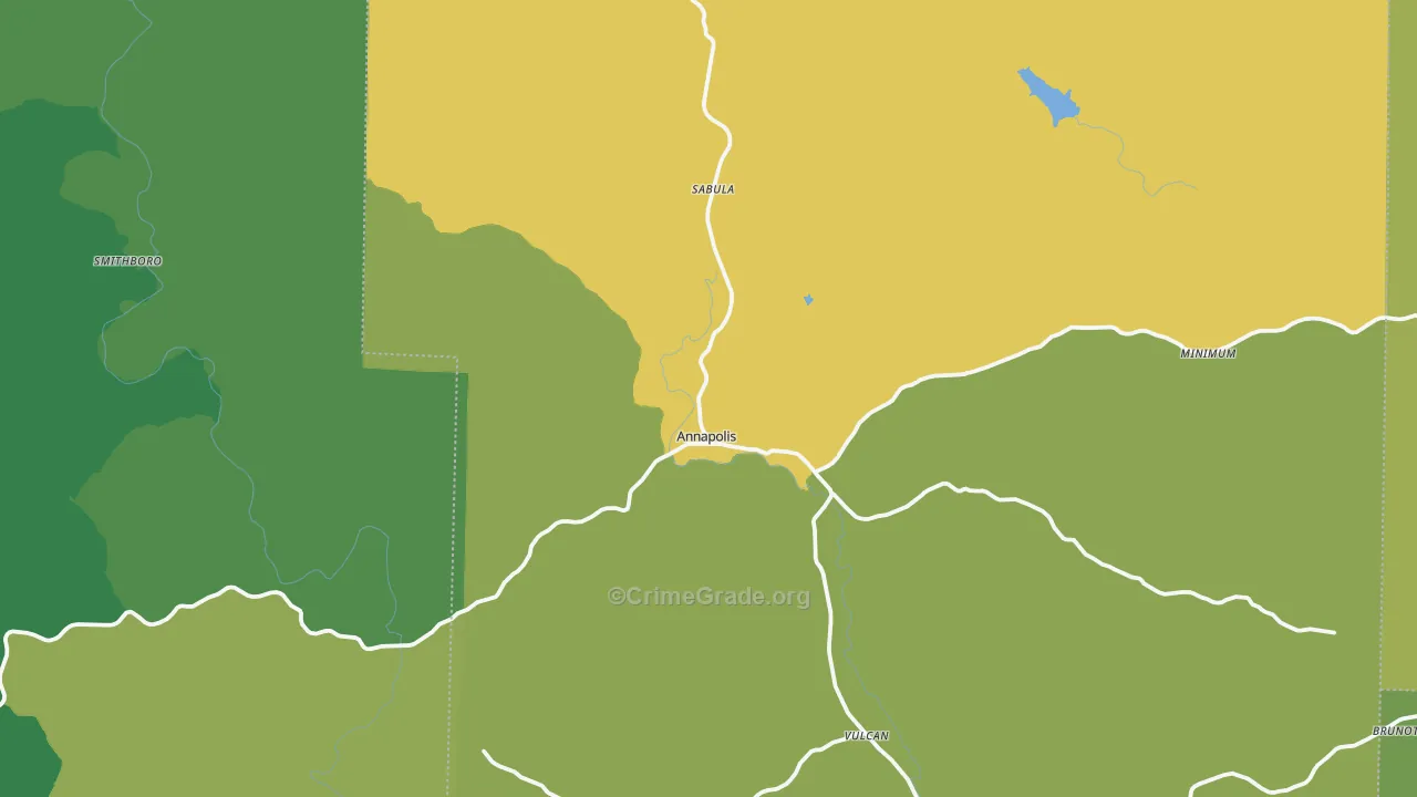 Annapolis, MO Map of Vehicle Theft Rates