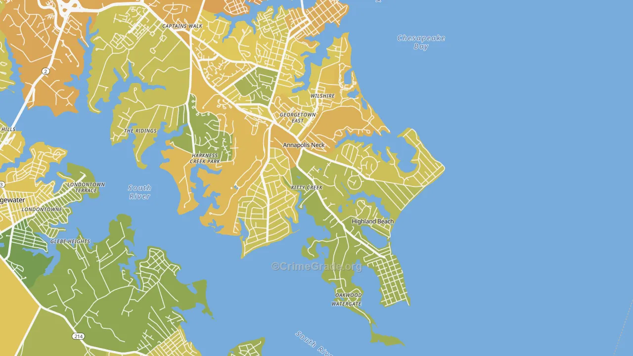 Annapolis Neck, MD Map of Vehicle Theft Rates