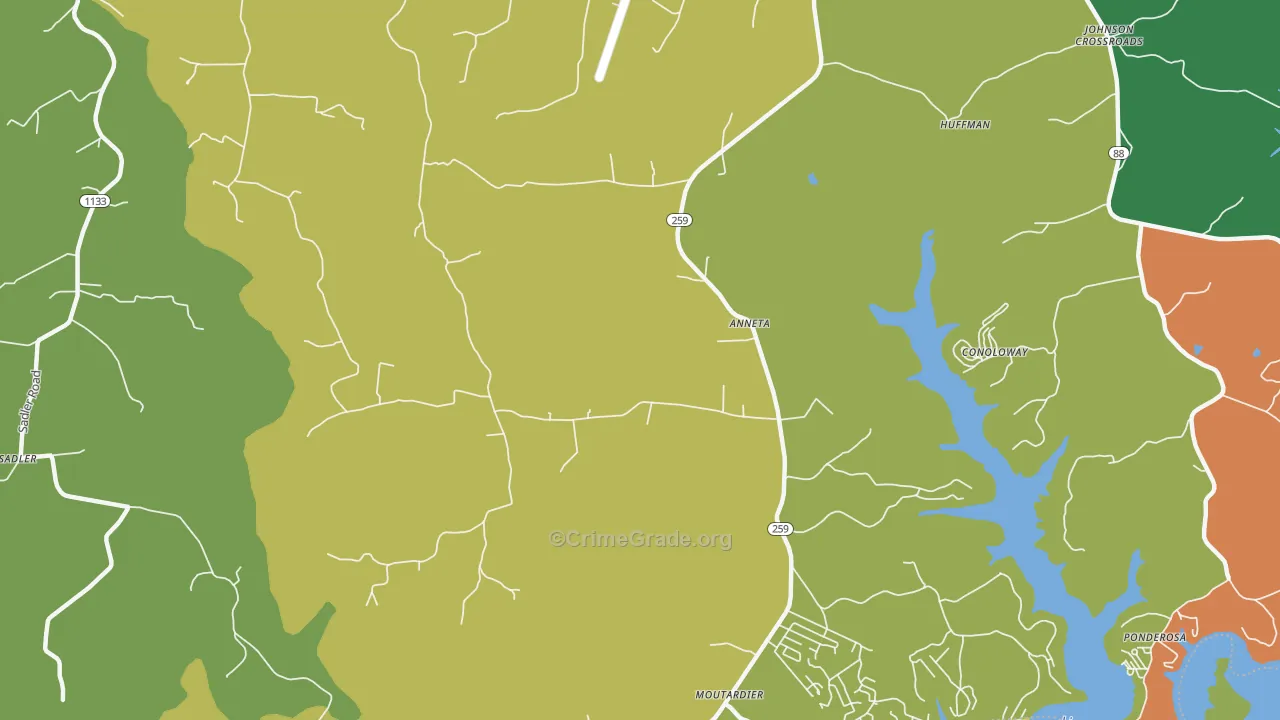 Anneta, KY Map of Vehicle Theft Rates
