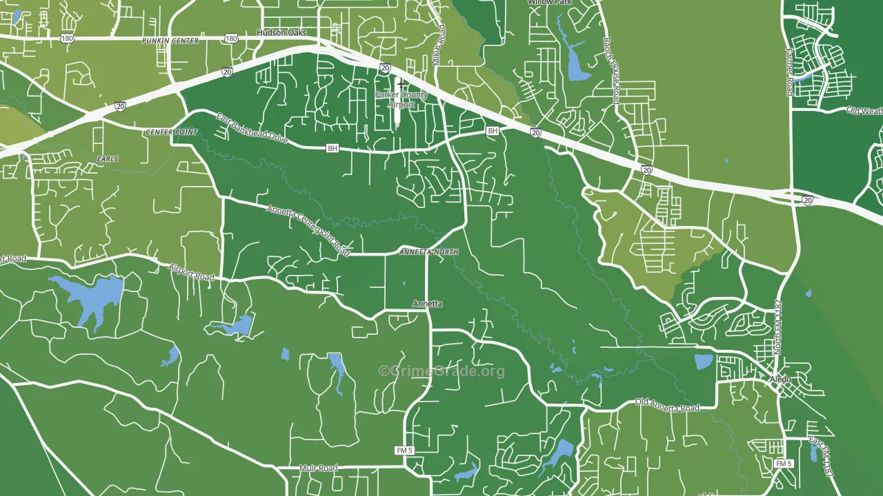 Annetta North, TX Map of Vehicle Theft Rates