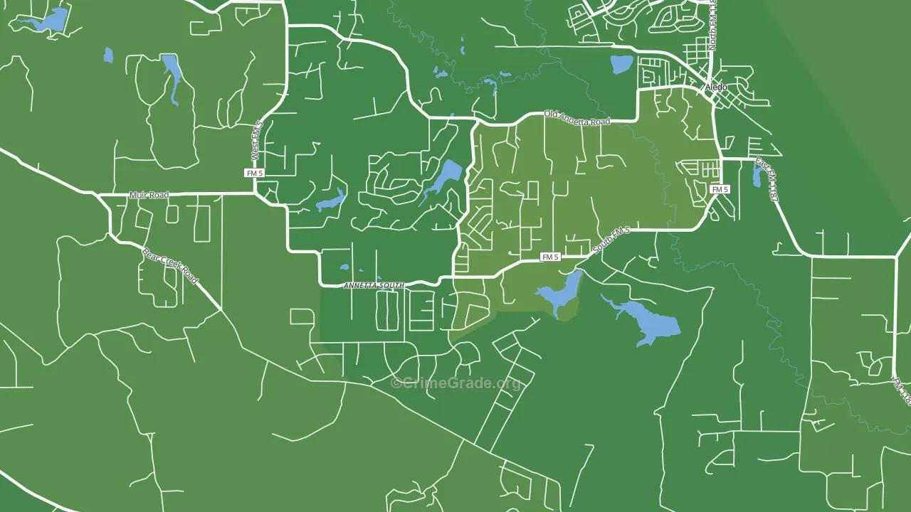 Annetta South, TX Map of Vehicle Theft Rates