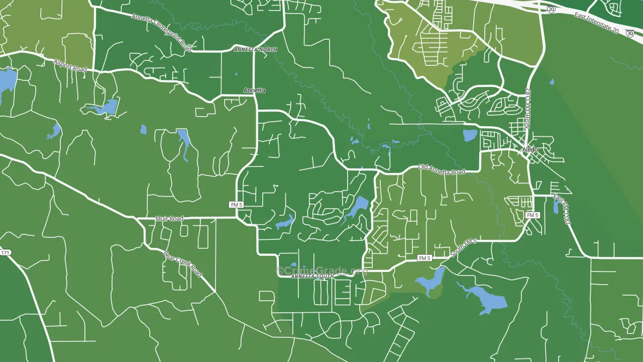 Annetta, TX Map of Vehicle Theft Rates