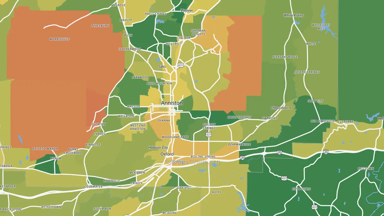 Anniston, AL Map of Vehicle Theft Rates