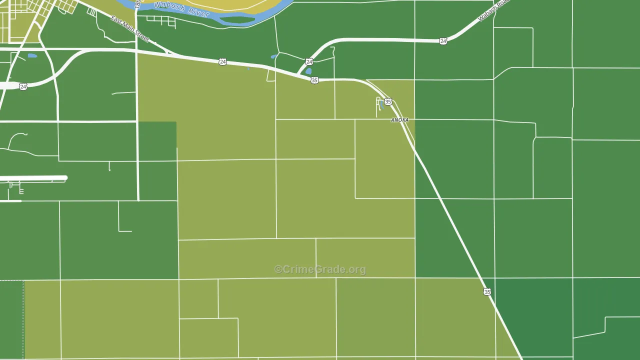 Anoka, IN Map of Vehicle Theft Rates