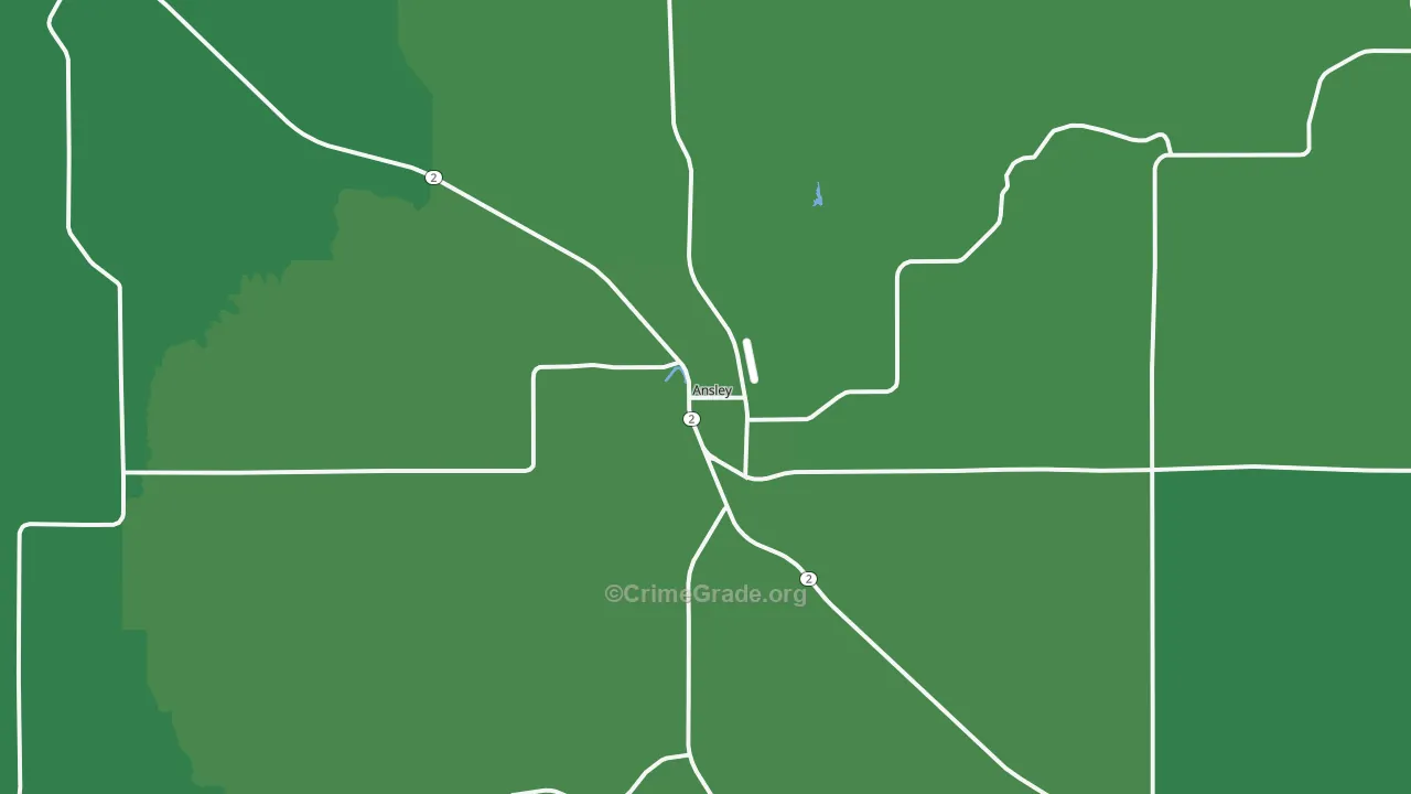 Ansley, NE Map of Vehicle Theft Rates