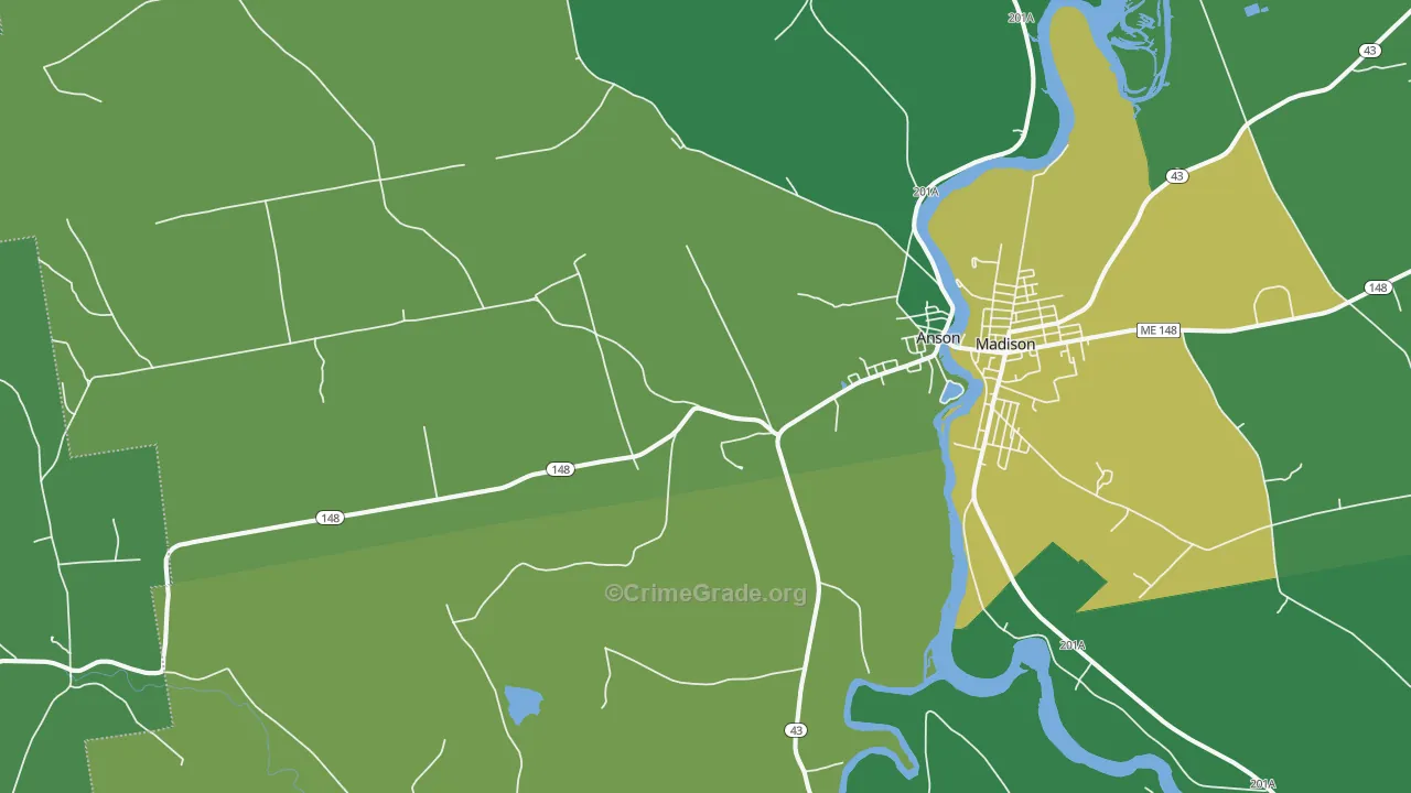 Anson, ME Map of Vehicle Theft Rates