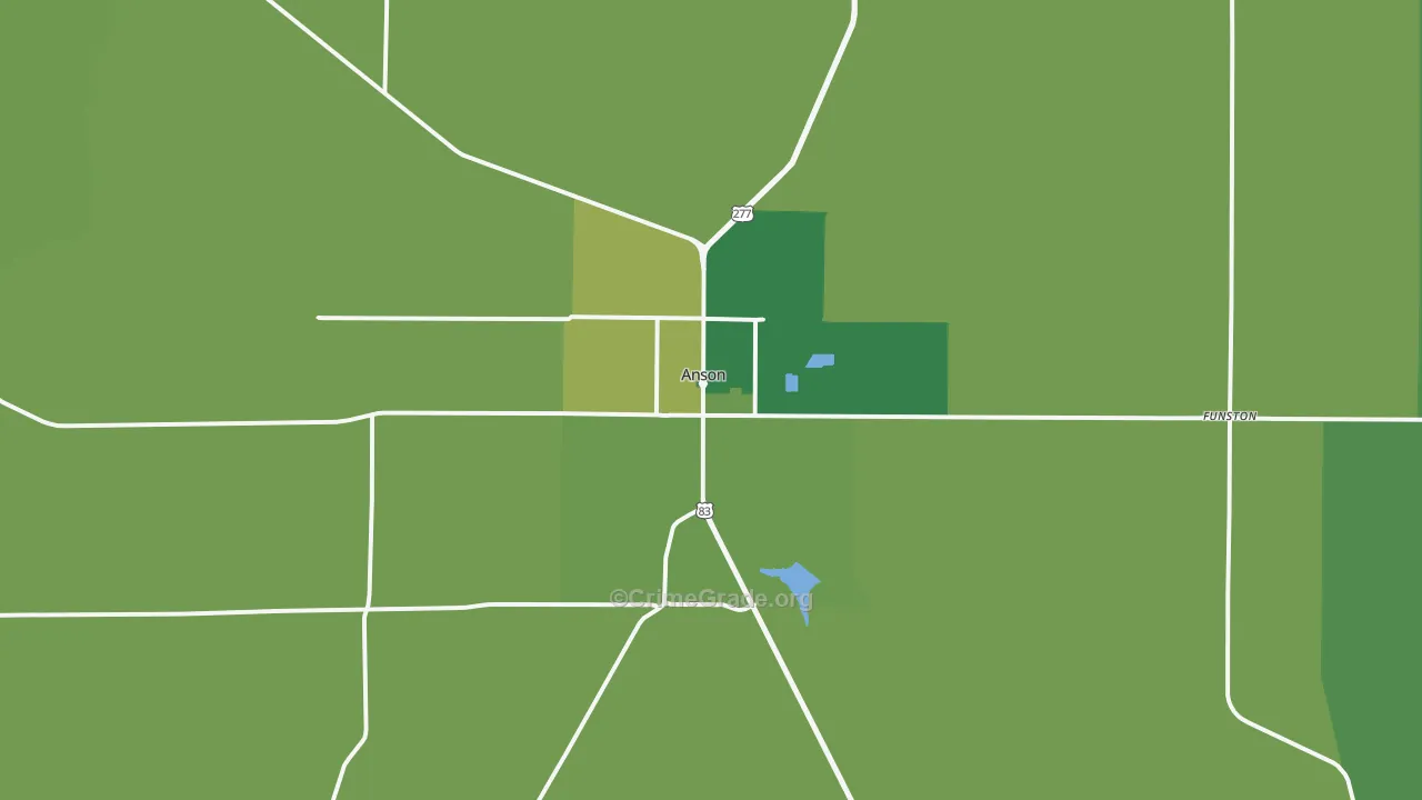 Anson, TX Map of Vehicle Theft Rates
