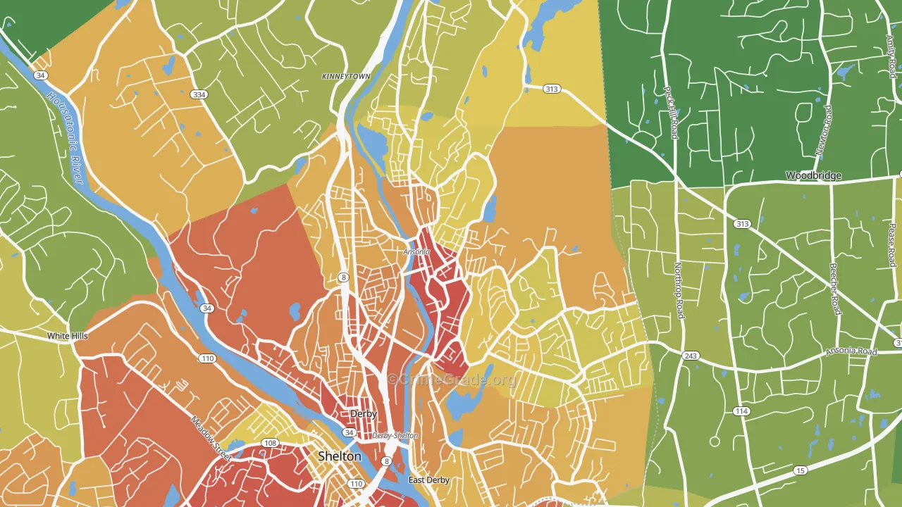 Ansonia, CT Map of Vehicle Theft Rates