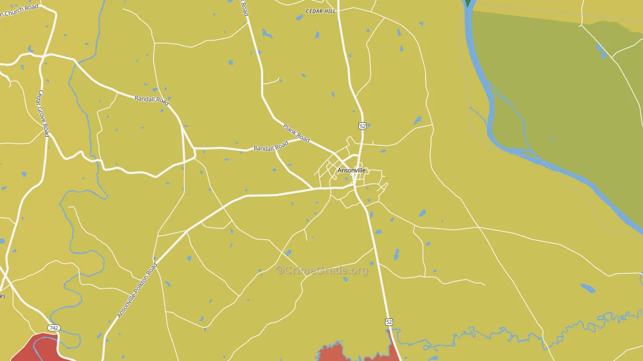 Ansonville, NC Map of Vehicle Theft Rates