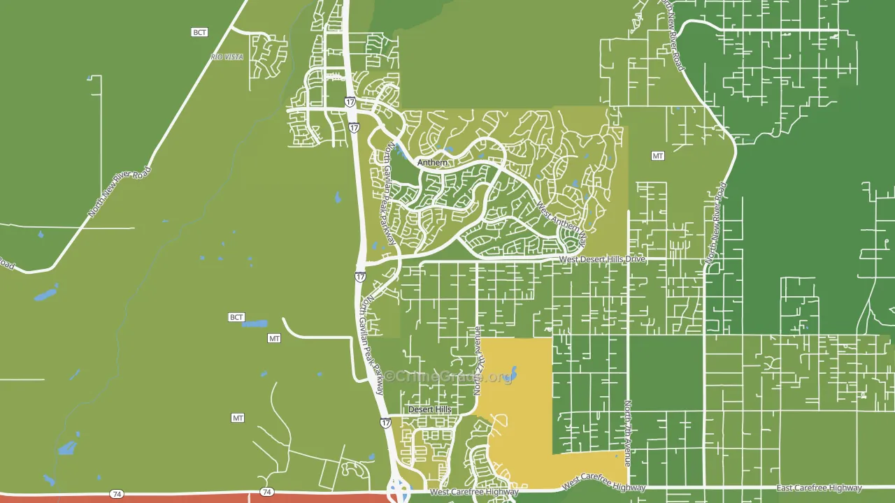 Anthem, AZ Map of Vehicle Theft Rates