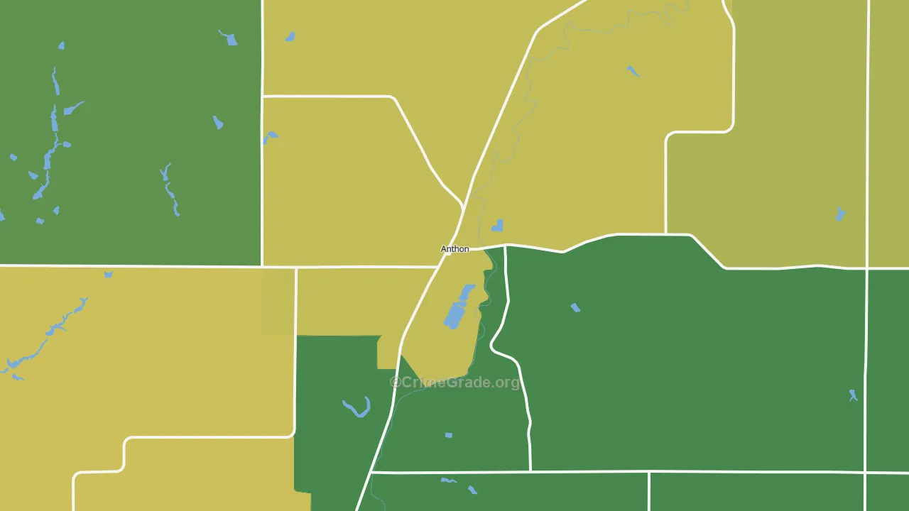 Anthon, IA Map of Vehicle Theft Rates