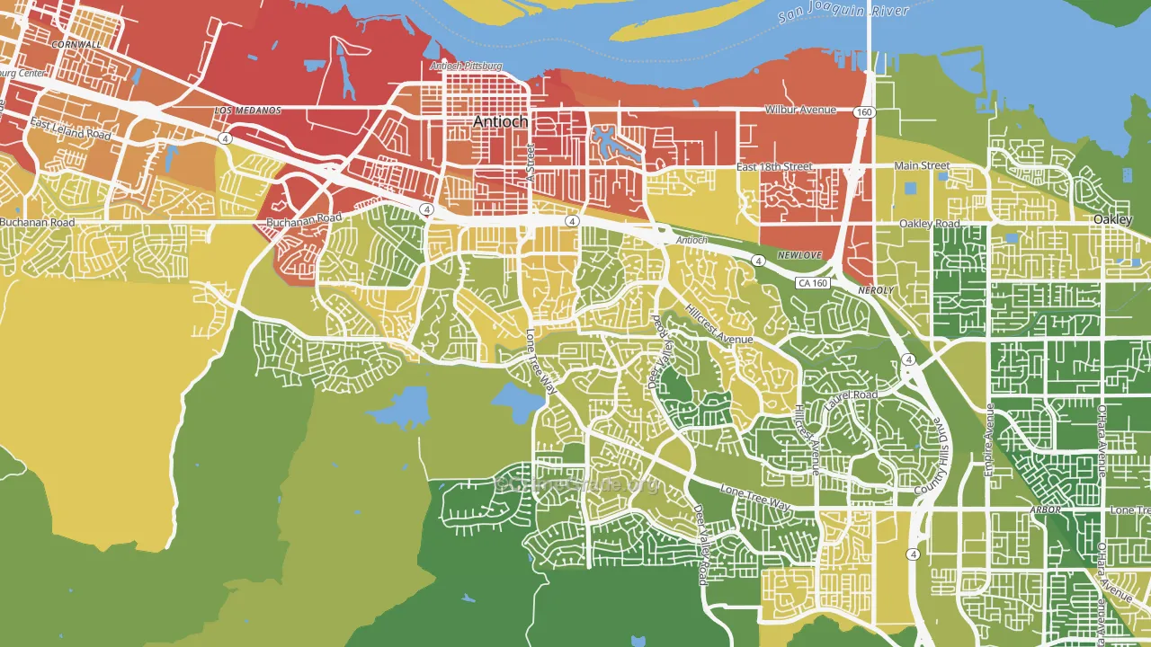 Antioch, CA Map of Vehicle Theft Rates