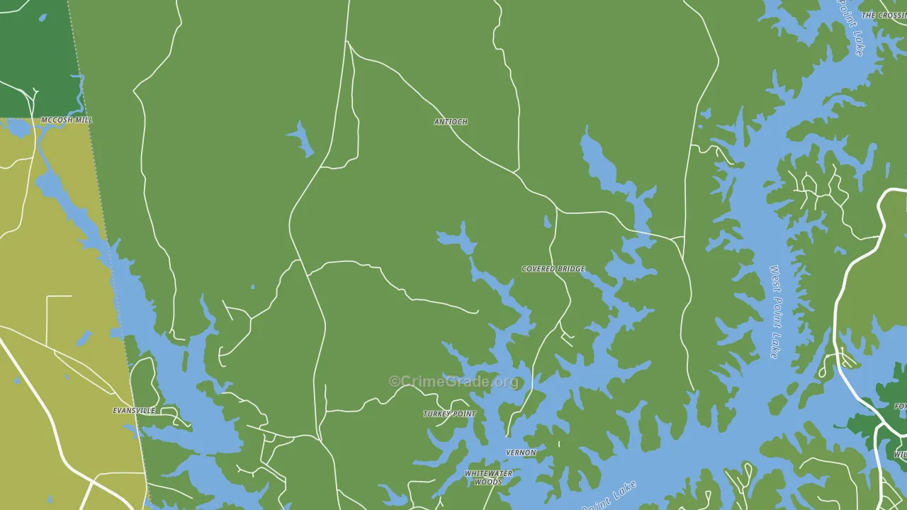 Antioch, GA Map of Vehicle Theft Rates
