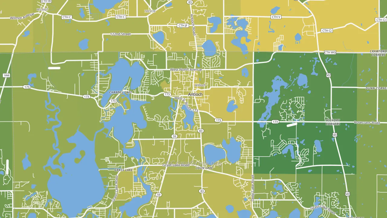 Antioch, IL Map of Vehicle Theft Rates