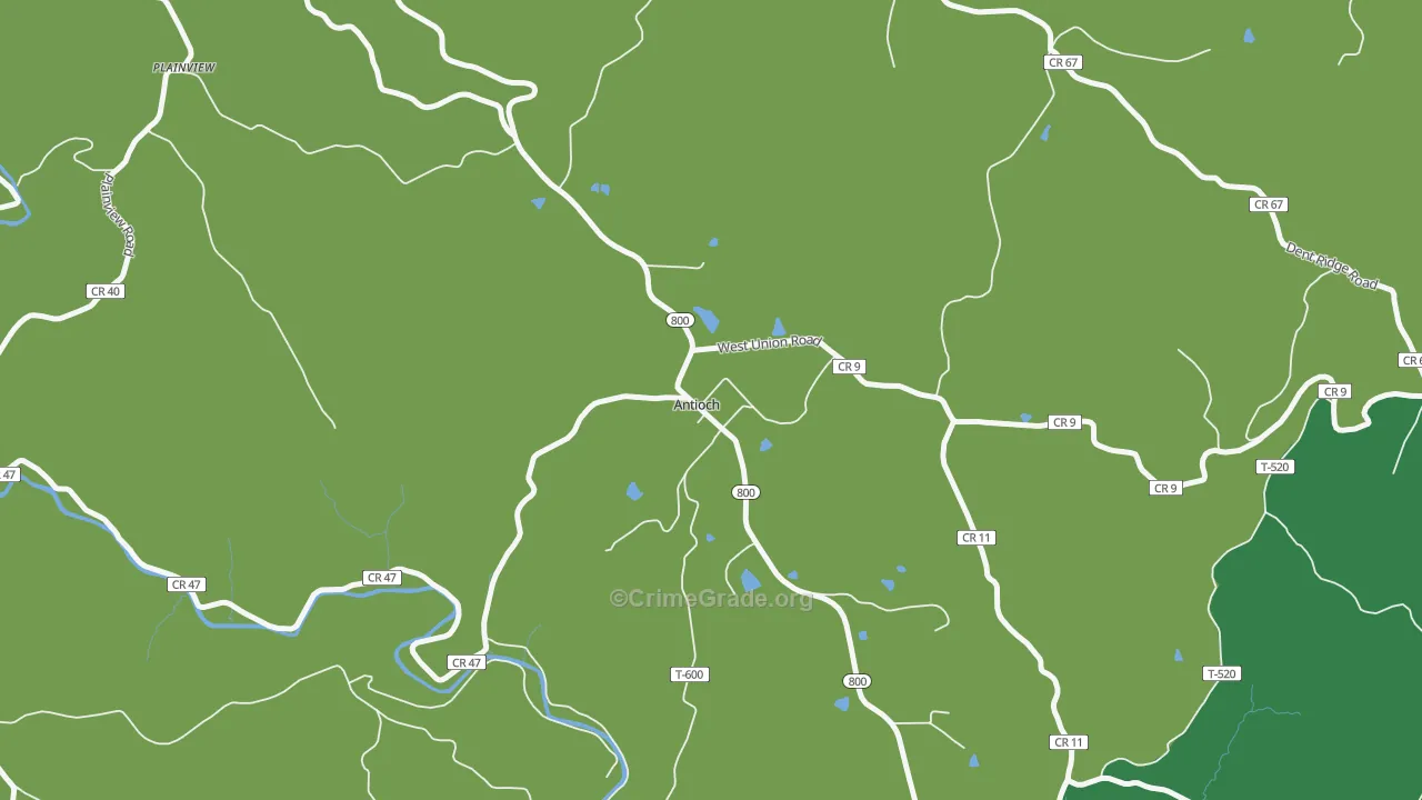 Antioch, OH Map of Vehicle Theft Rates