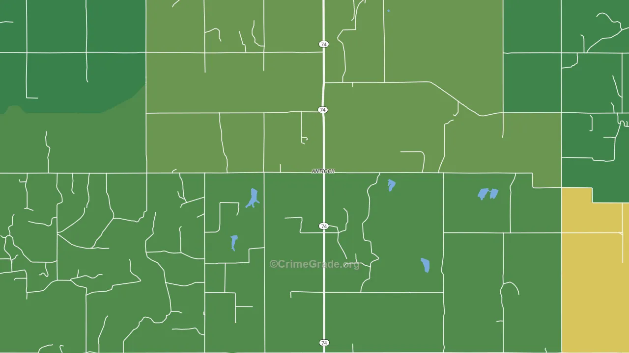 Antioch, OK Map of Vehicle Theft Rates