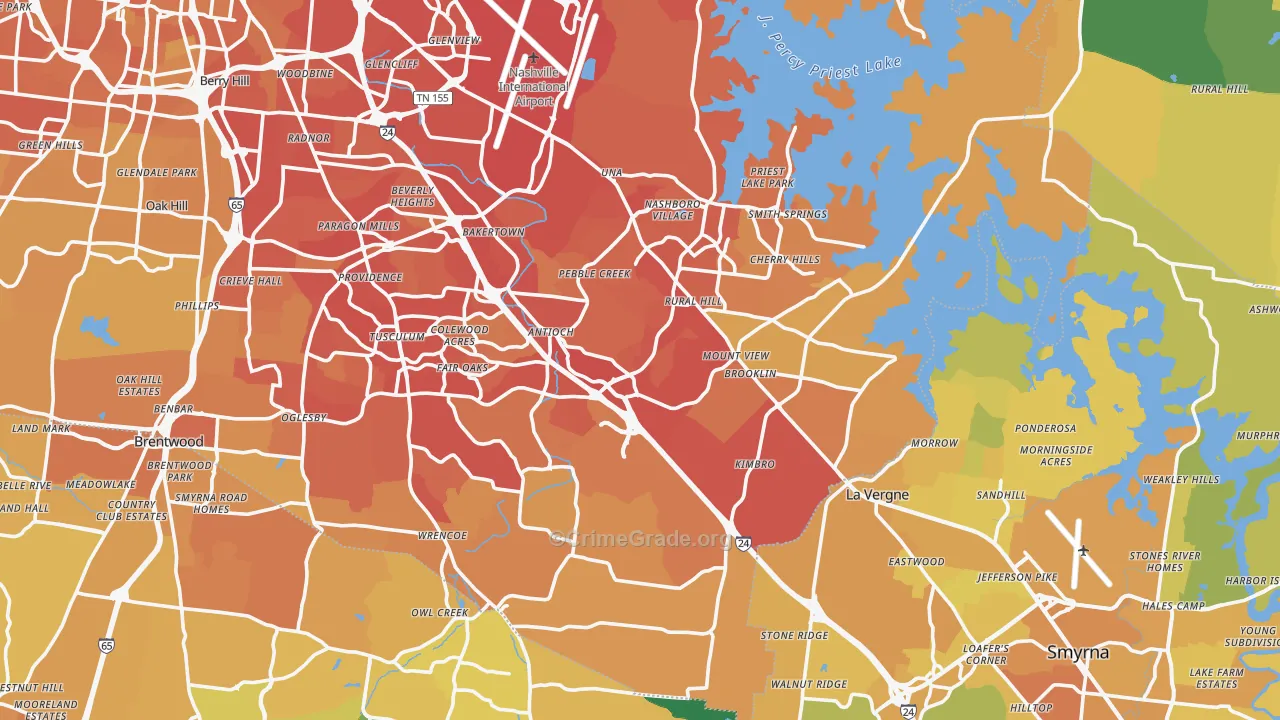Antioch, TN Map of Vehicle Theft Rates