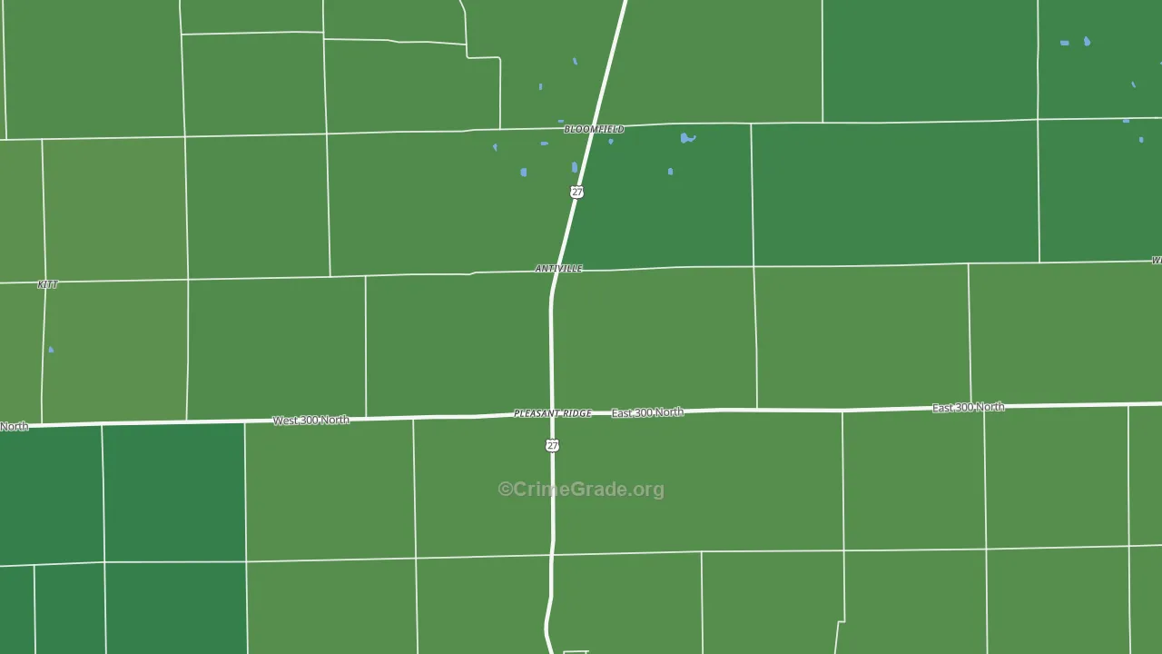 Antiville, IN Map of Vehicle Theft Rates