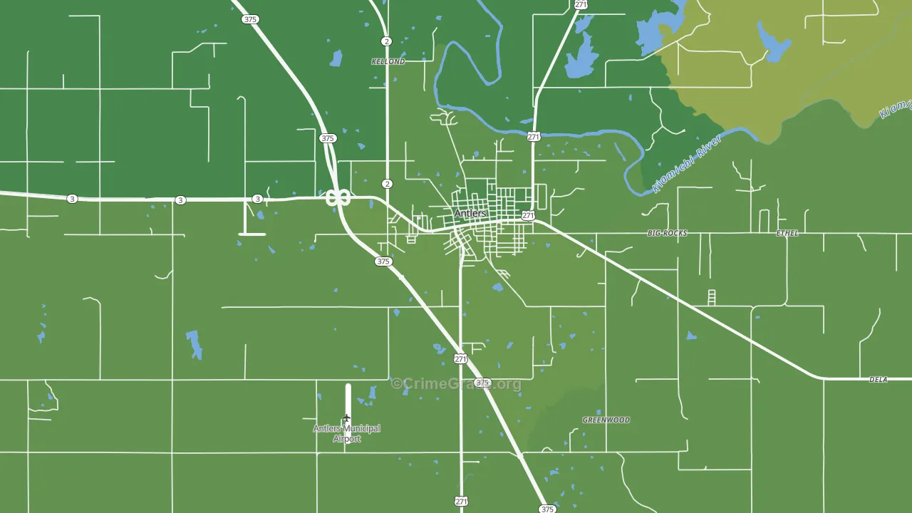 Antlers, OK Map of Vehicle Theft Rates