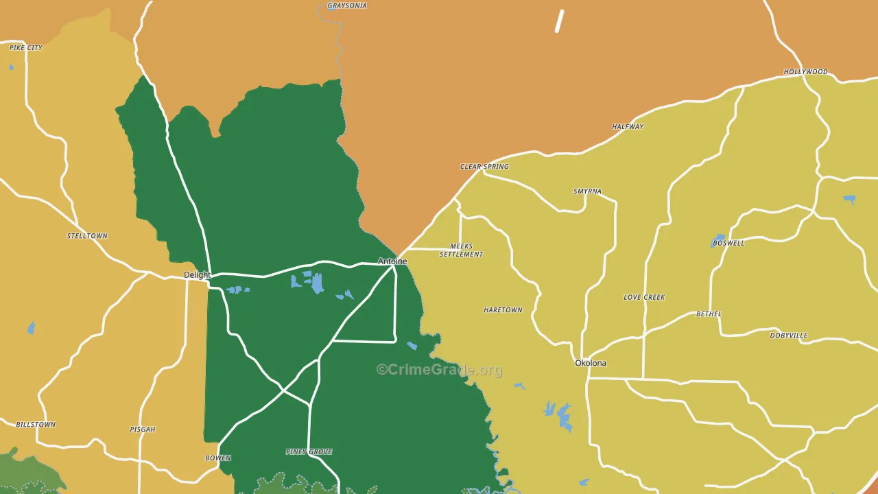 Antoine, AR Map of Vehicle Theft Rates