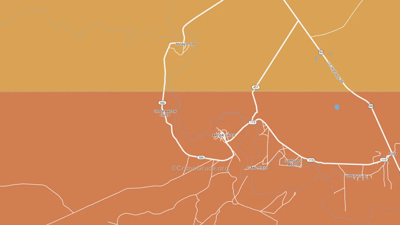 Anton Chico, NM Map of Vehicle Theft Rates