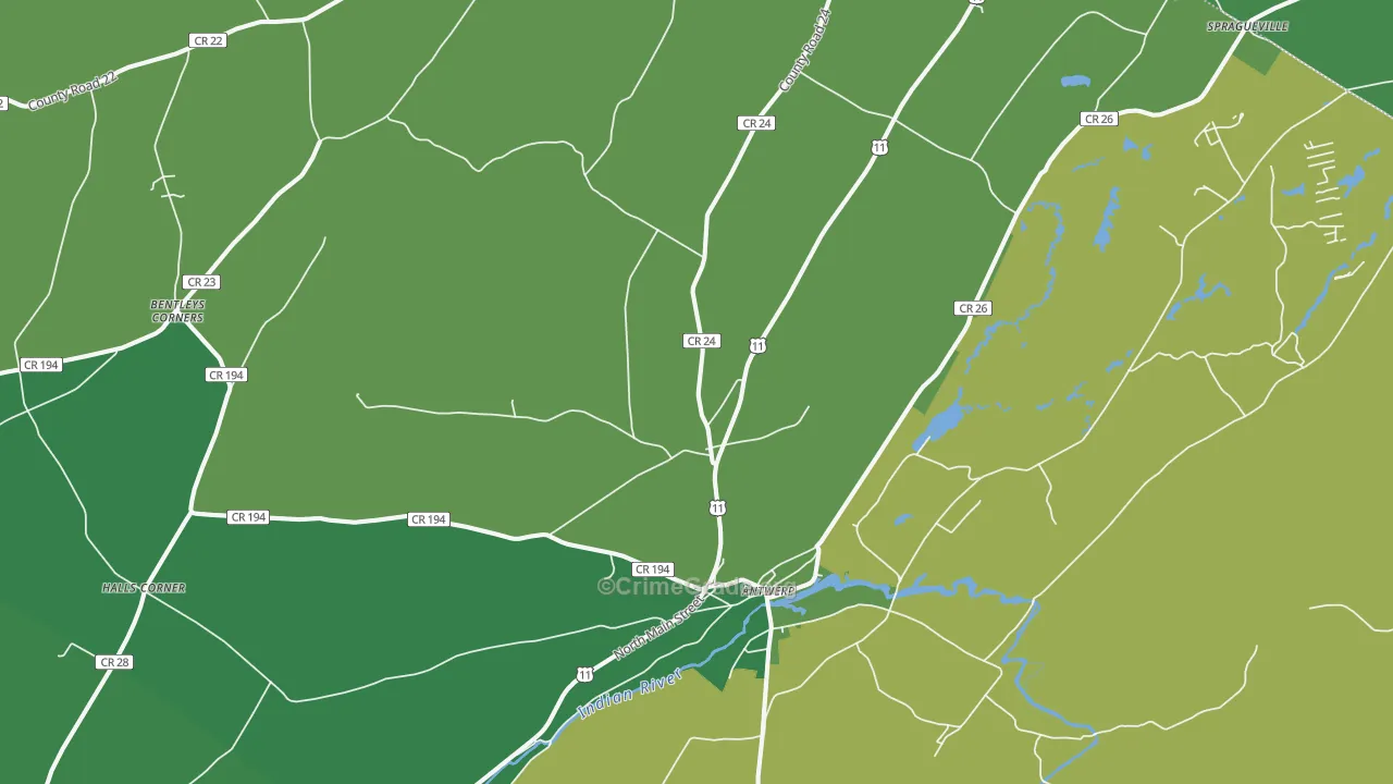 Antwerp, NY Map of Vehicle Theft Rates
