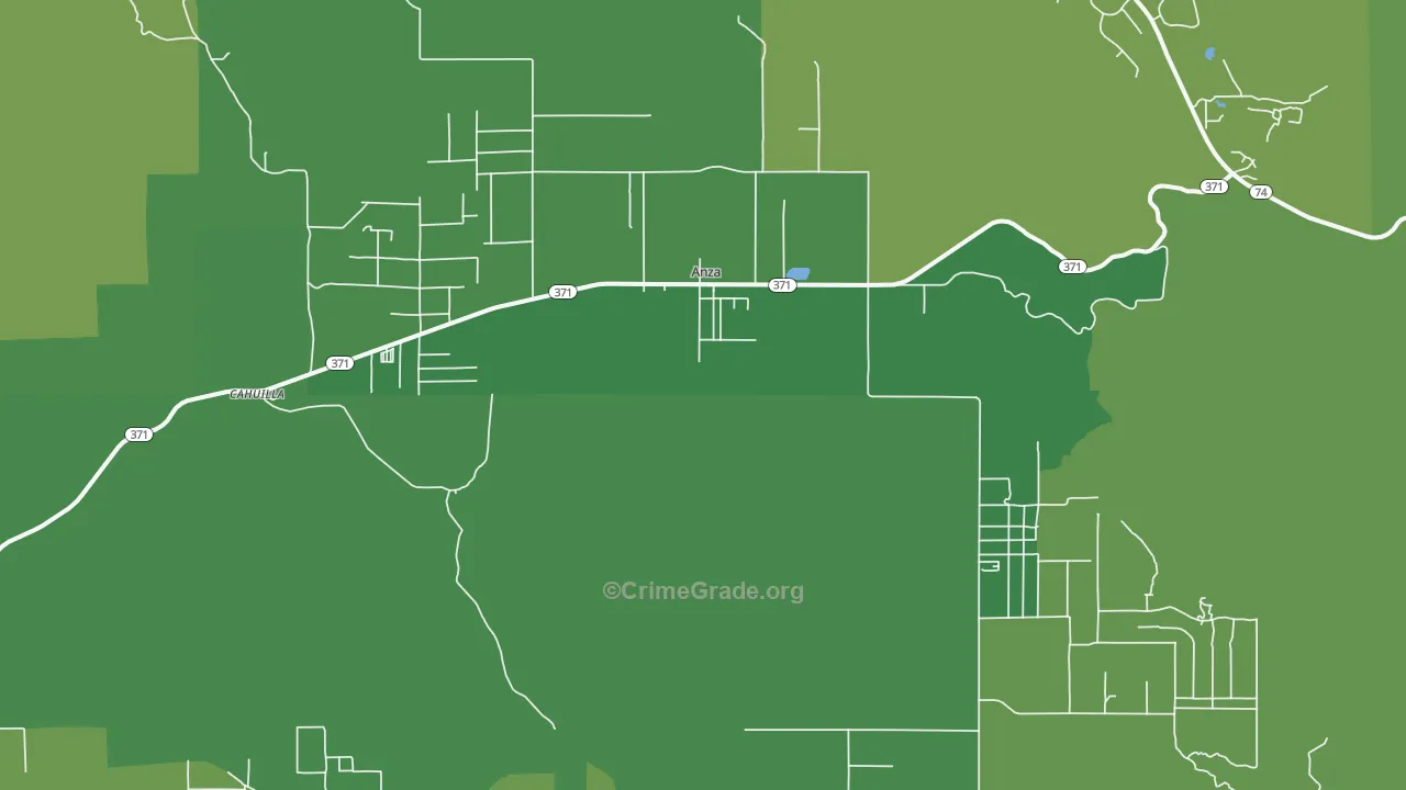Anza, CA Map of Vehicle Theft Rates