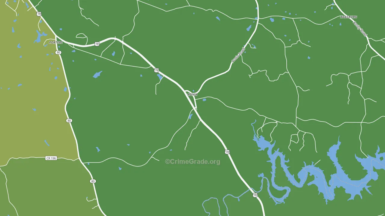 Aonia, GA Map of Vehicle Theft Rates