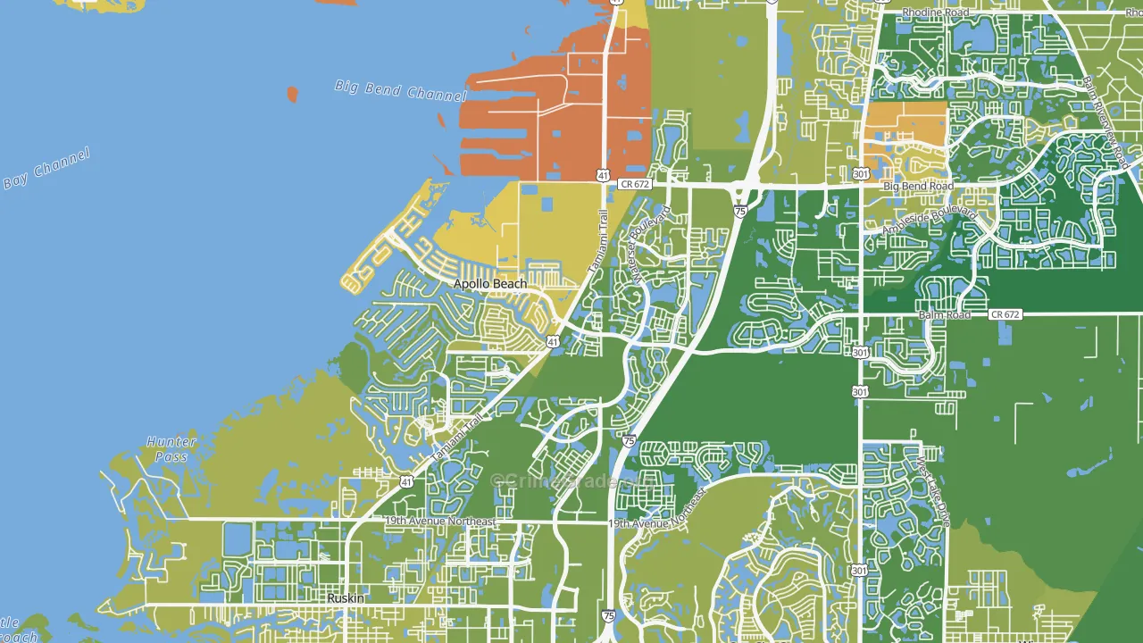 Apollo Beach, FL Map of Vehicle Theft Rates
