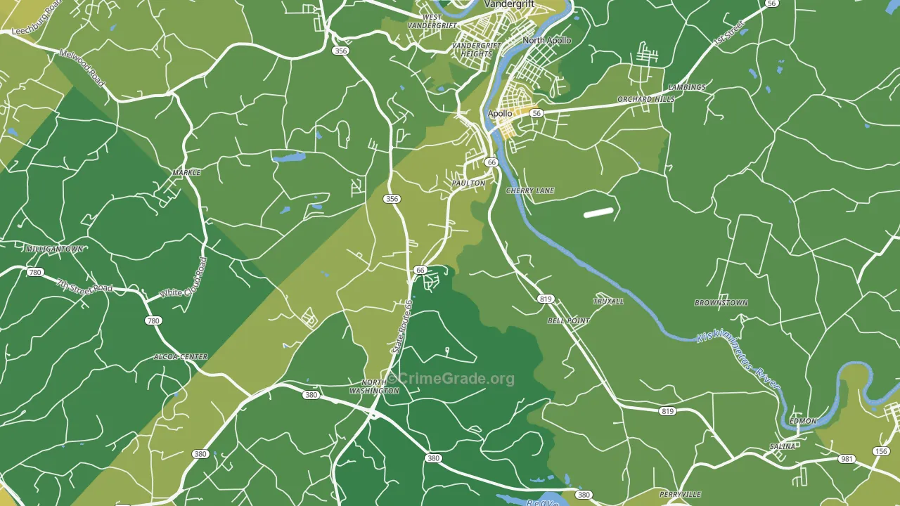 Apollo, PA Map of Vehicle Theft Rates