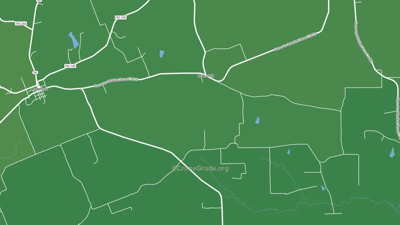 Apolonia, TX Map of Vehicle Theft Rates