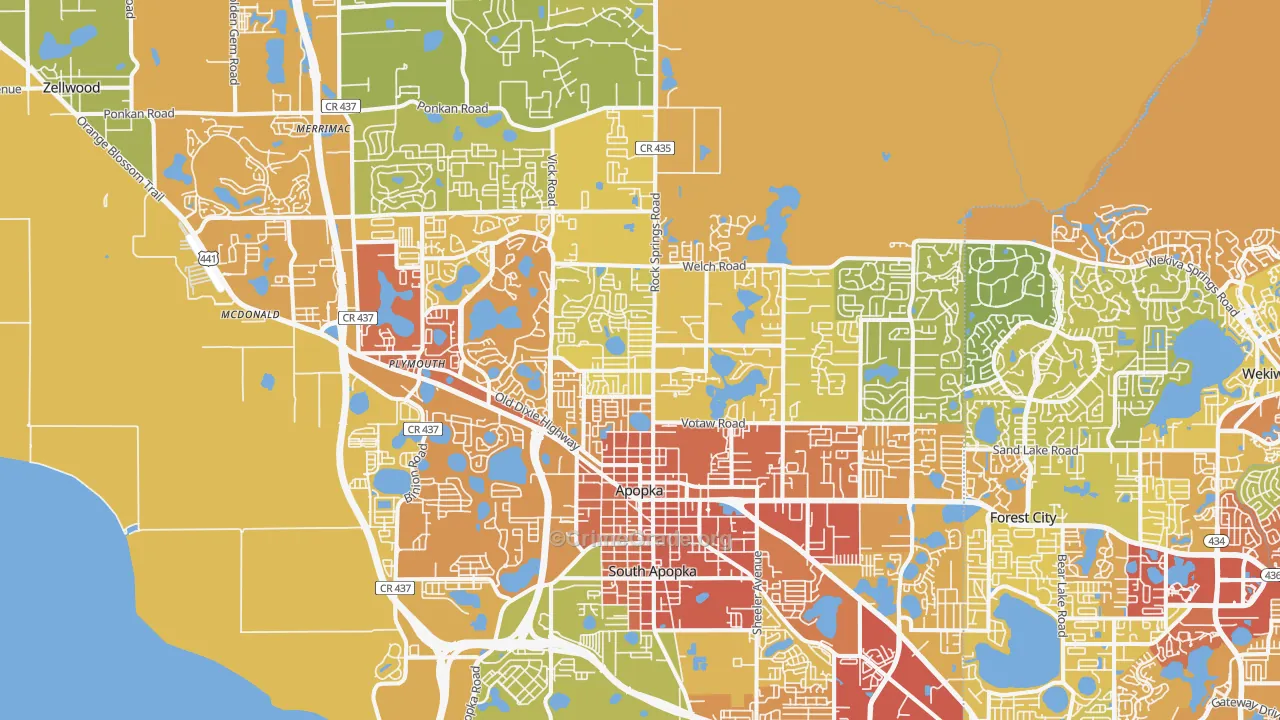 Apopka, FL Map of Vehicle Theft Rates