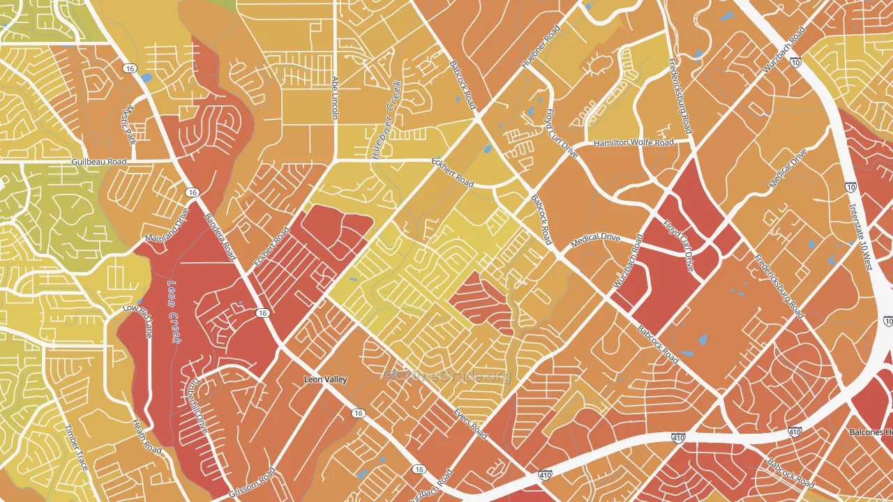 Apple Creek, San Antonio, TX Map of Vehicle Theft Rates