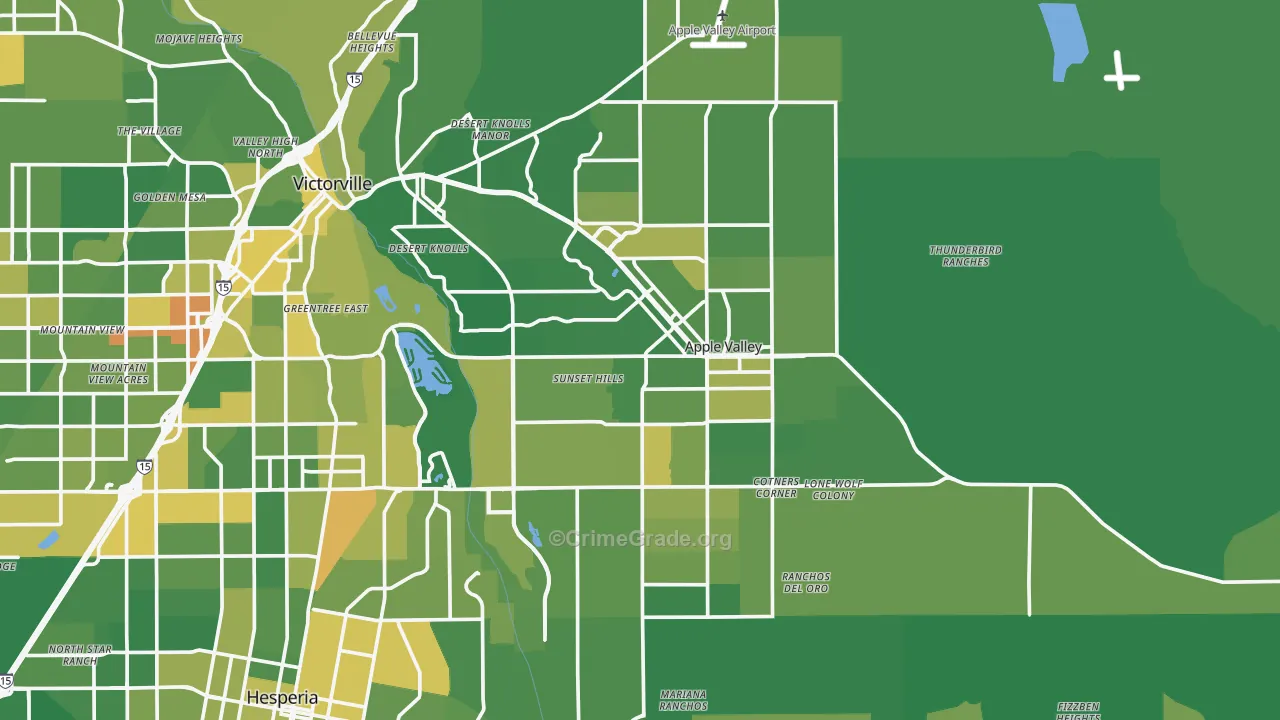 Apple Valley, CA Map of Vehicle Theft Rates