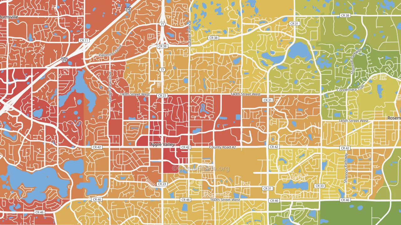 Apple Valley, MN Map of Vehicle Theft Rates