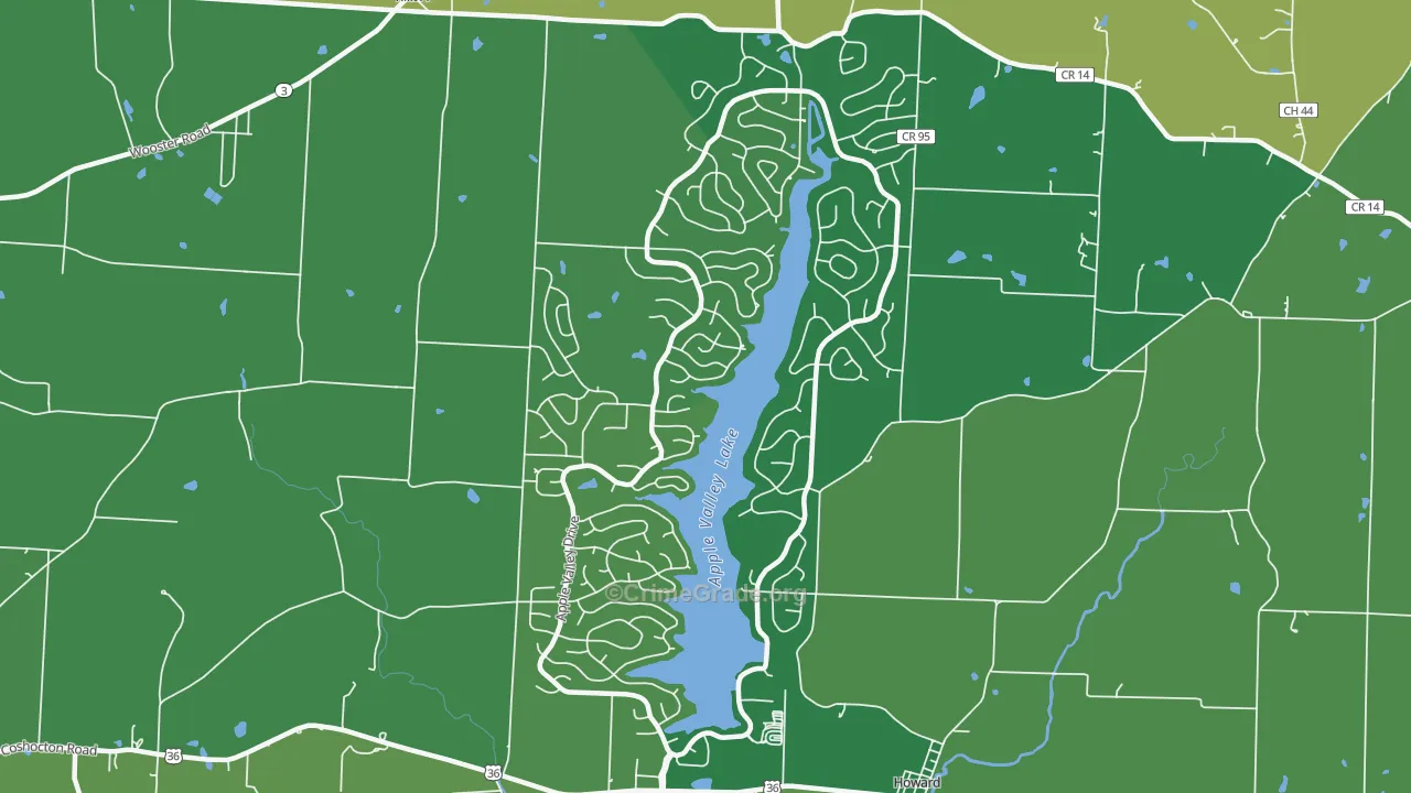 Apple Valley, OH Map of Vehicle Theft Rates