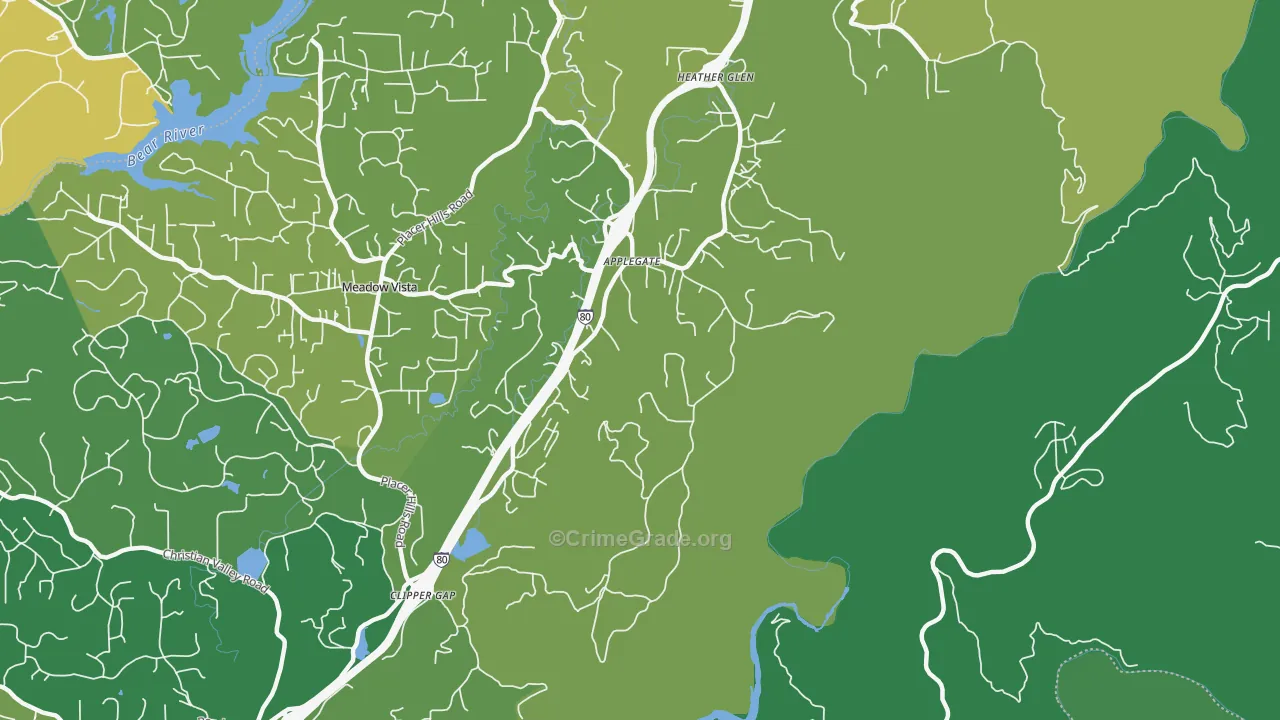 Applegate, CA Map of Vehicle Theft Rates