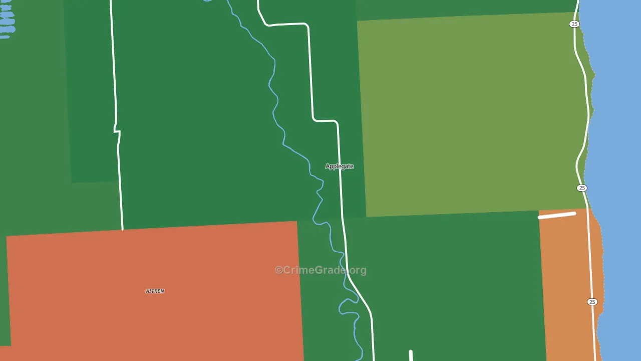 Applegate, MI Map of Vehicle Theft Rates