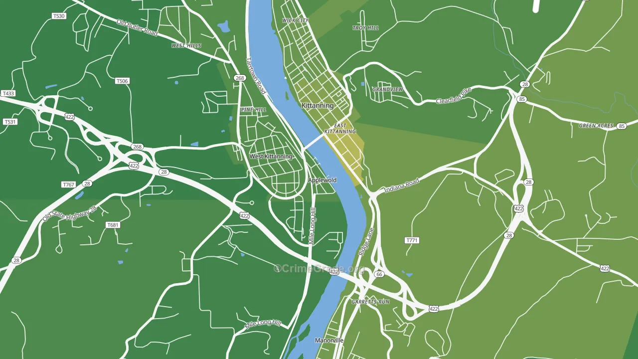 Applewold, PA Map of Vehicle Theft Rates